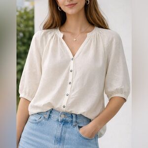 Apiece Apart White cotton poplin blouse size xs